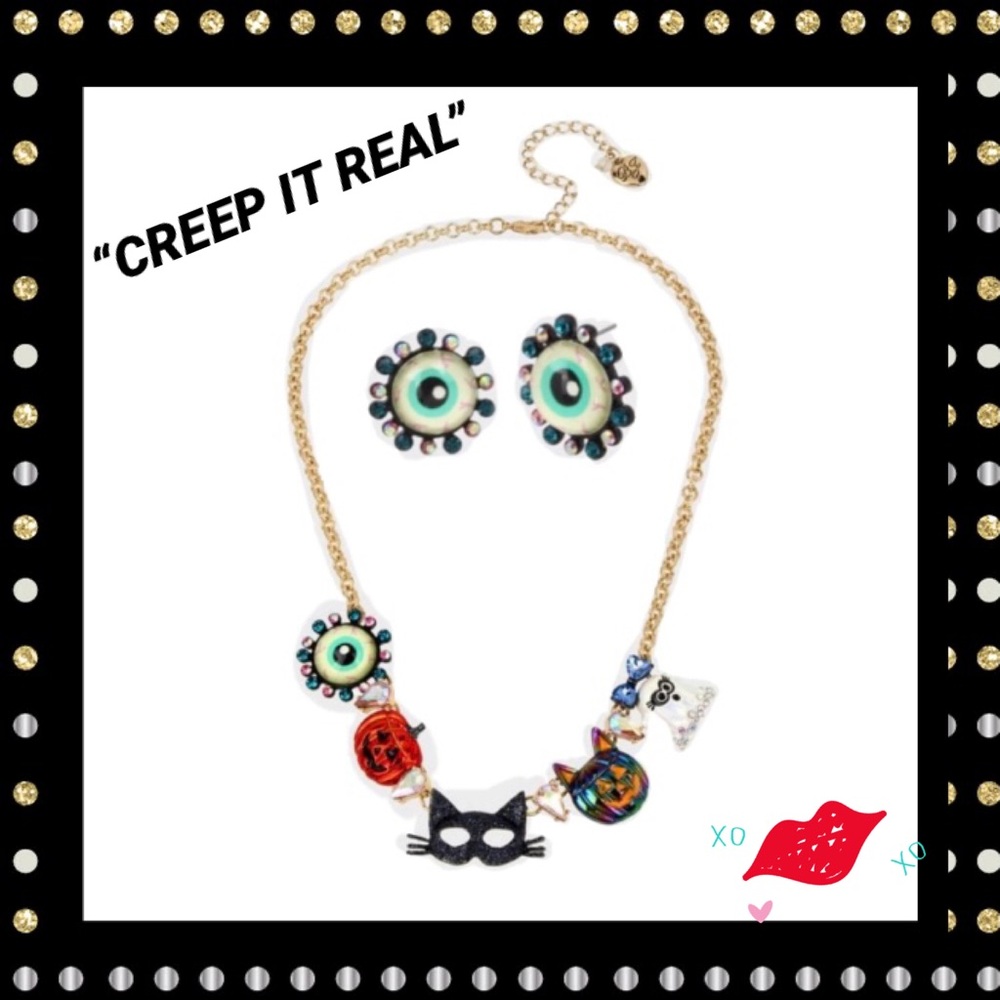SET “CREEP IT REAL” NECKLACE & EYEBALL EARRINGS